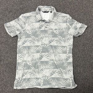 Travis Mathew Gray and White Palm Print Polo